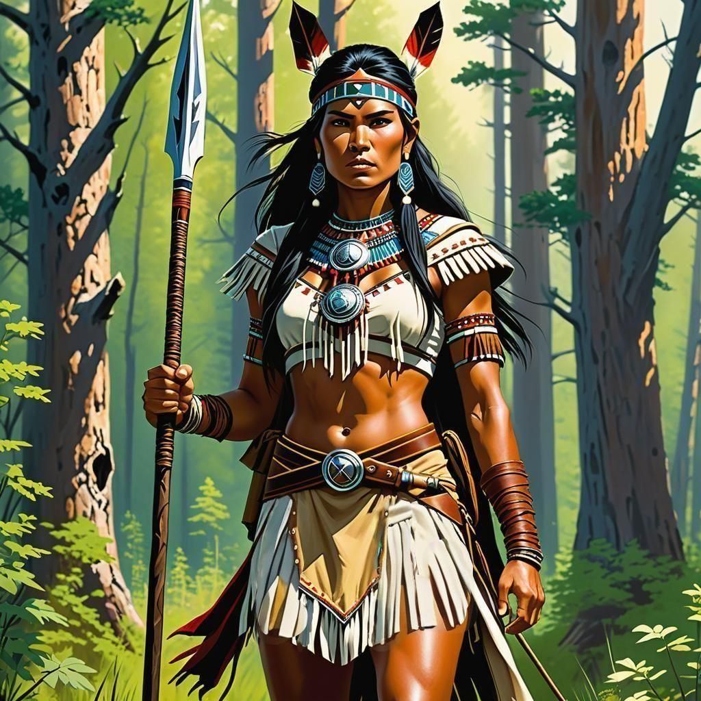 Blackfoot Woman in Hyperdetailed Comic Art