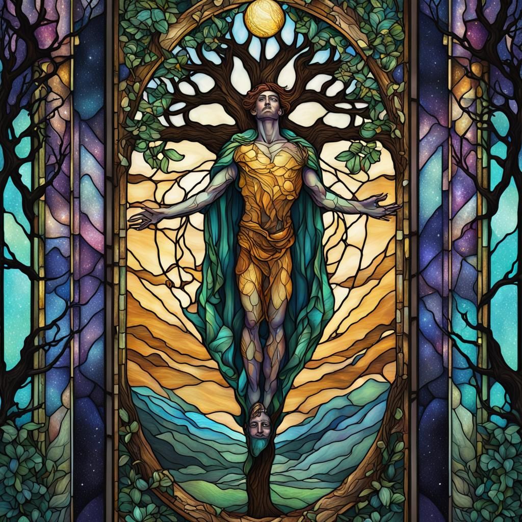 Hanged Man Tarot in Art Nouveau Style