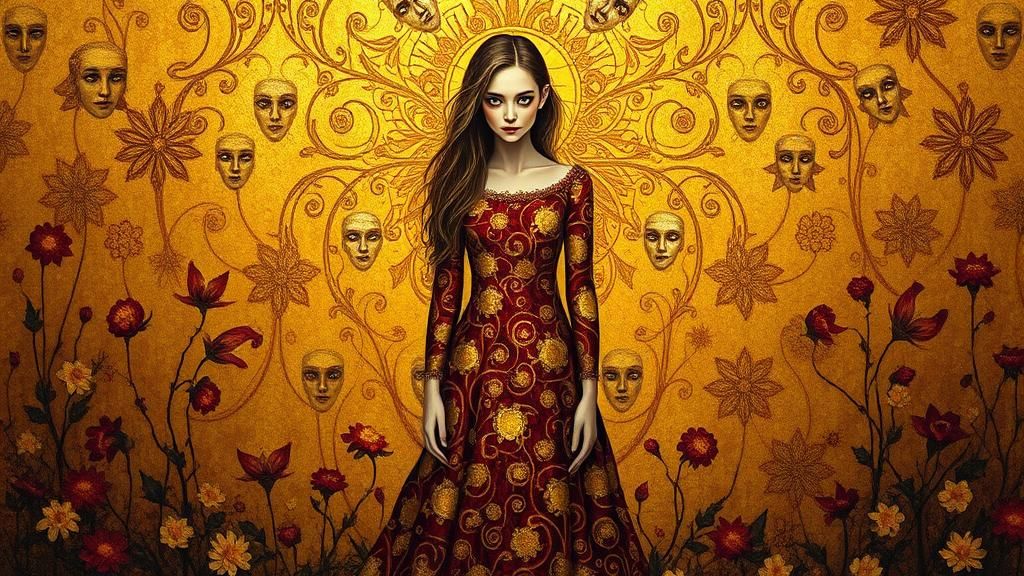 Eerie Beauty in a Gilded Landscape: Klimt-Inspired Art