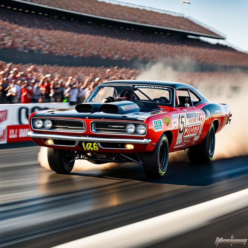 Brittany Force Races 1968 Barracuda to Finish Line