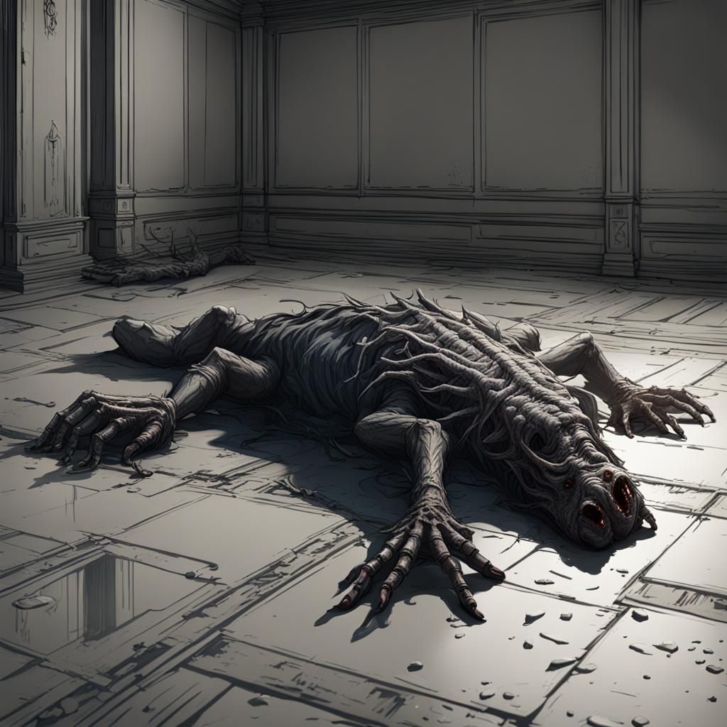 Dark Fantasy Cryptid Figure in a Horror Scene