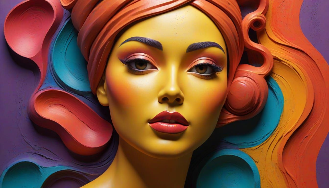 Abstract Human Form Embodied in Vibrant, Textured Art