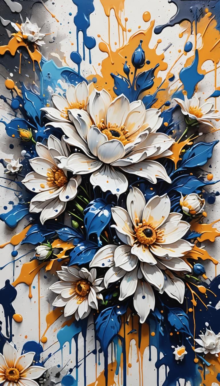 Colorful Modern Floral Graffiti Street Art