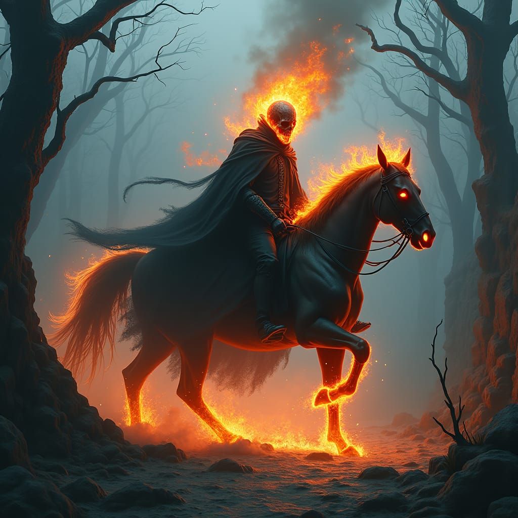 Dark Horseman Dances in Flames