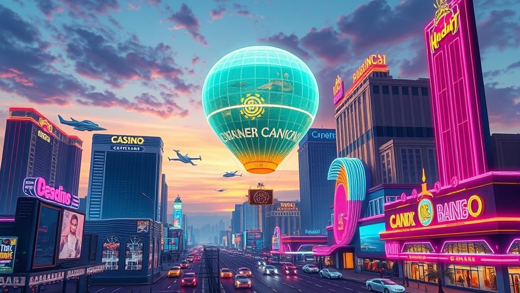 Futuristic Las Vegas at Dusk in Cyberpunk Comic Art
