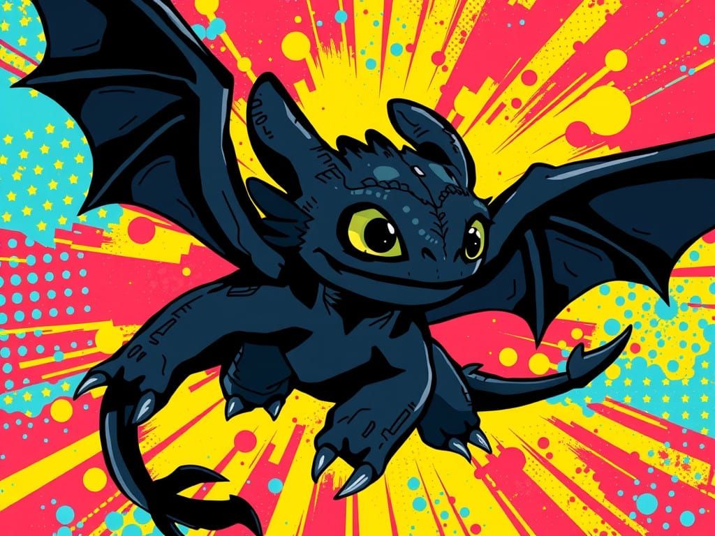 Toothless in Neon Pop Art