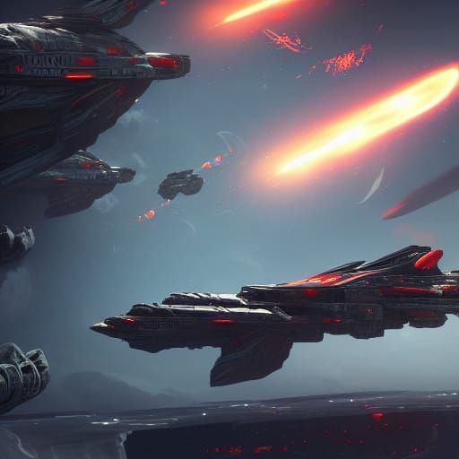 Space Warmachines Battle: Detailed Matte Painting