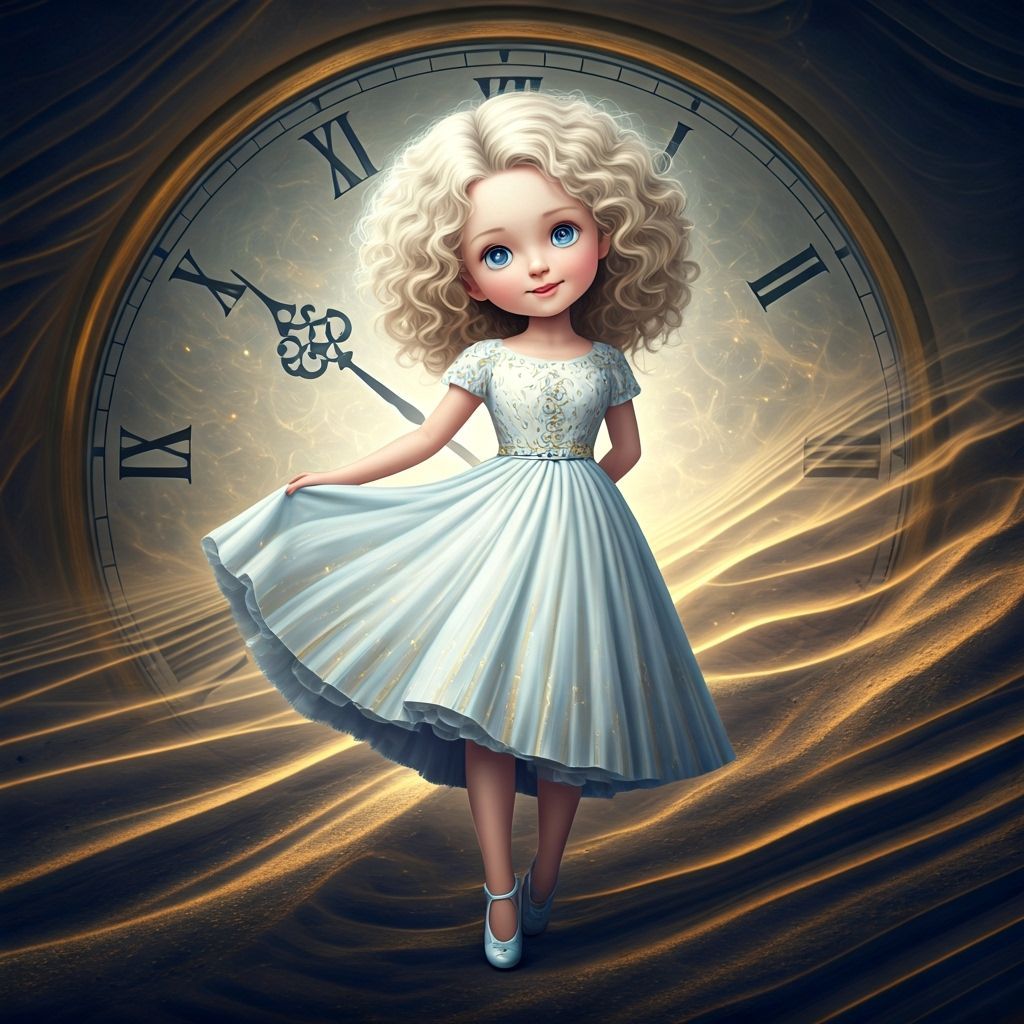 Ethereal Woman Dancing in a Clockwork Dreamscape