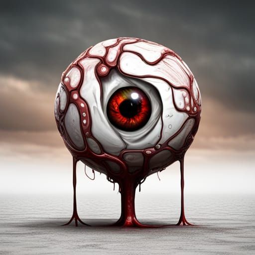Gross Eyeball Washed Up on a Beach in Vivid Colors