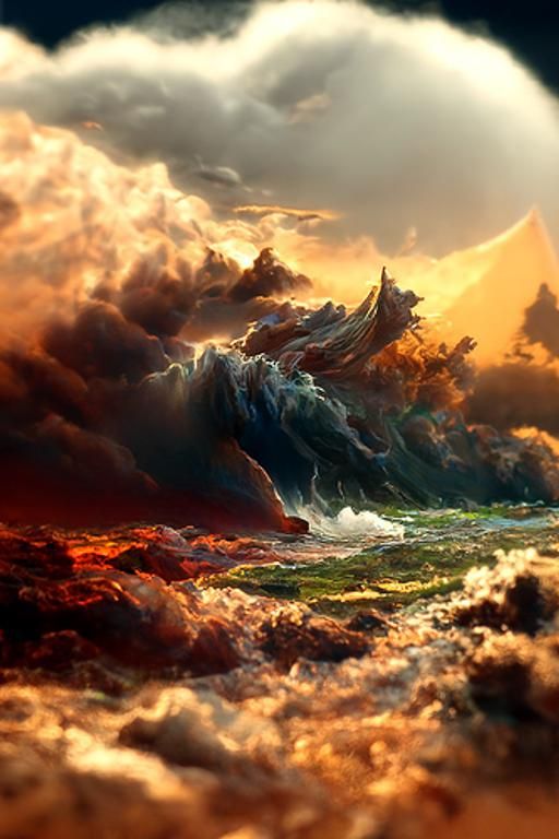 Turbulent Ocean Storm Waterscape Painting