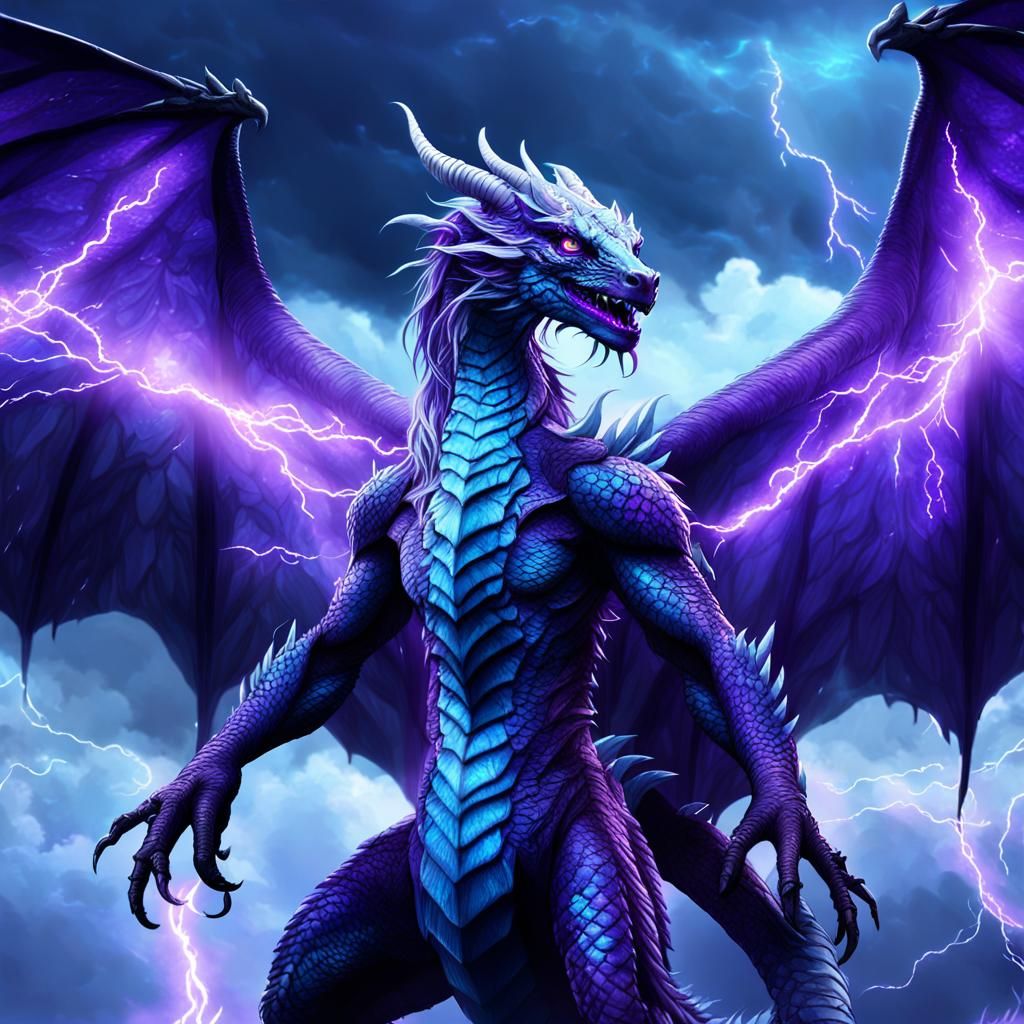 Sky Dragon Aetheria Amidst Electric Storm