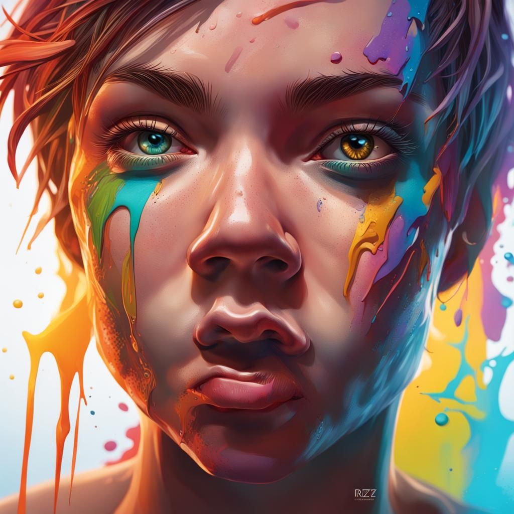 Hyperrealistic Portrait with Dramatic Lighting and Color