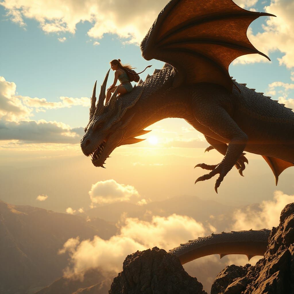 Ethereal Dragon Rider Soars Through Majestic Skies in Stunni...
