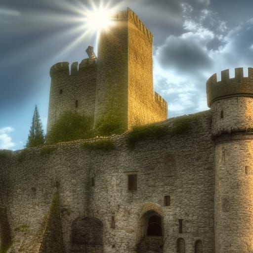 Heavenly Sunshine Bathes Medieval Castle