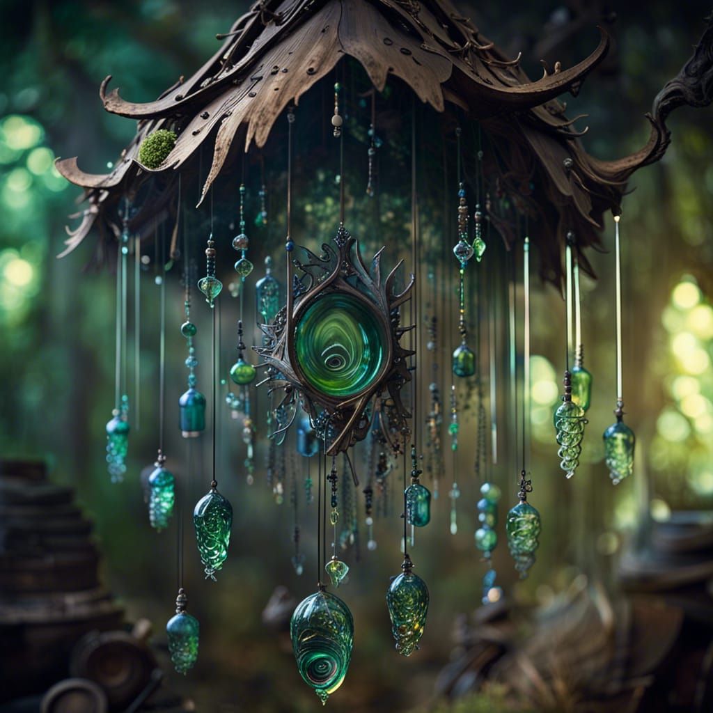 Intricate Recycled Glass Wind Chime in Fantasy Style