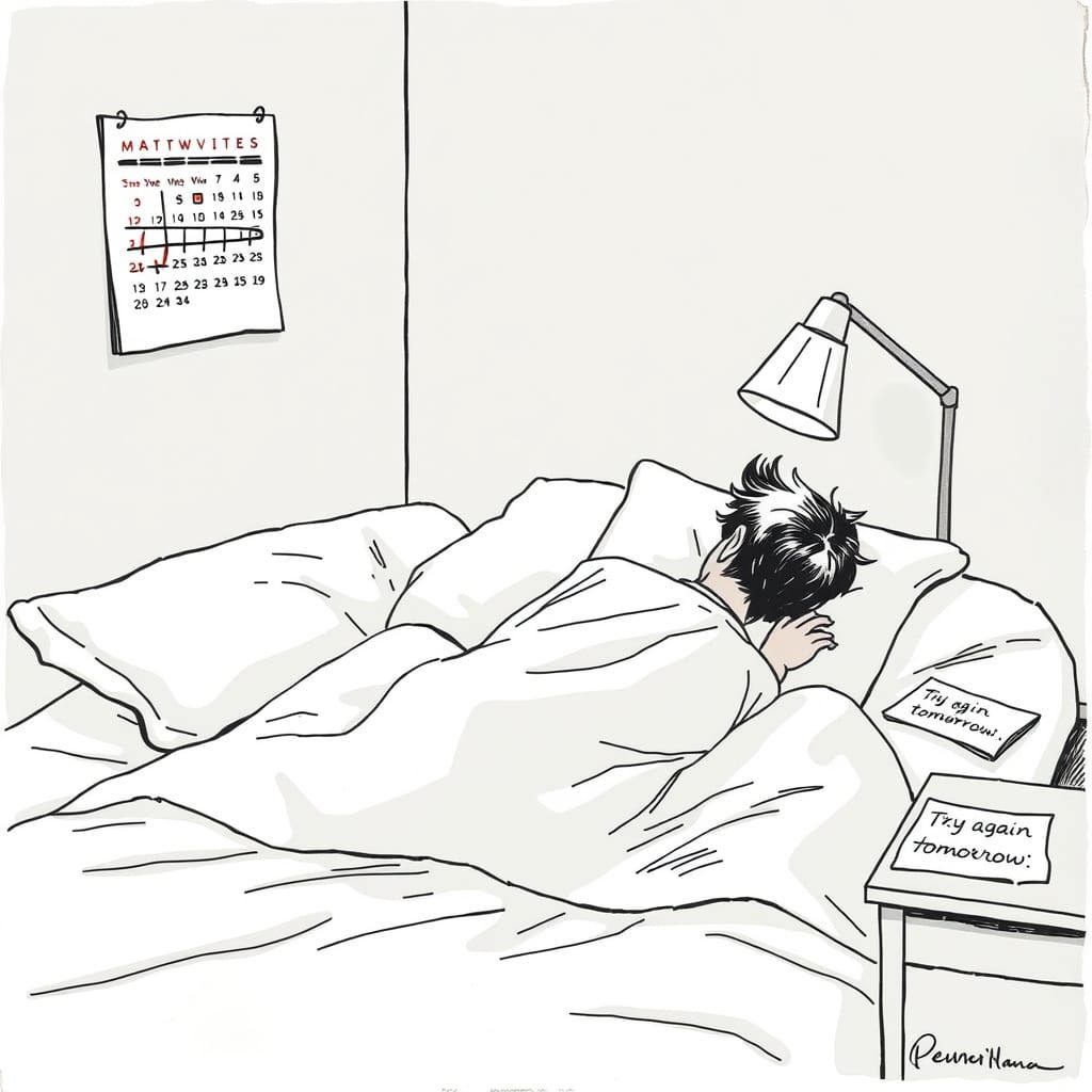 Restful Night Scene in Ink Sketch Style