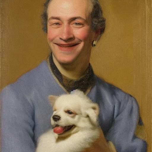 a man with his little dog