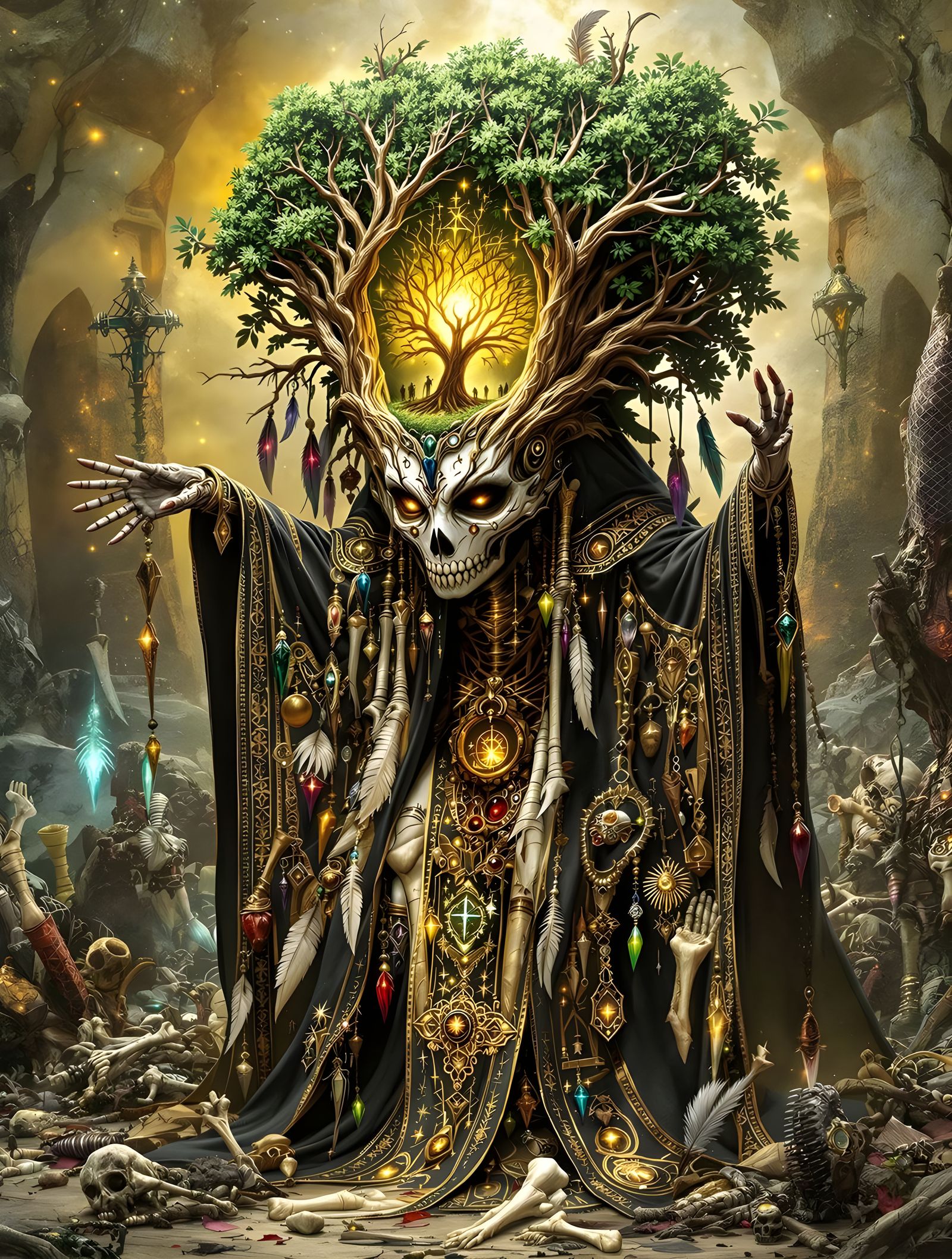 Intricate Voodoo Priestess Diorama with Fantasy World