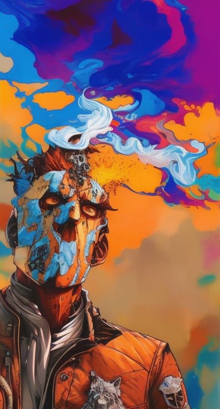 Face Turning to Ash with Oil Splash Effects