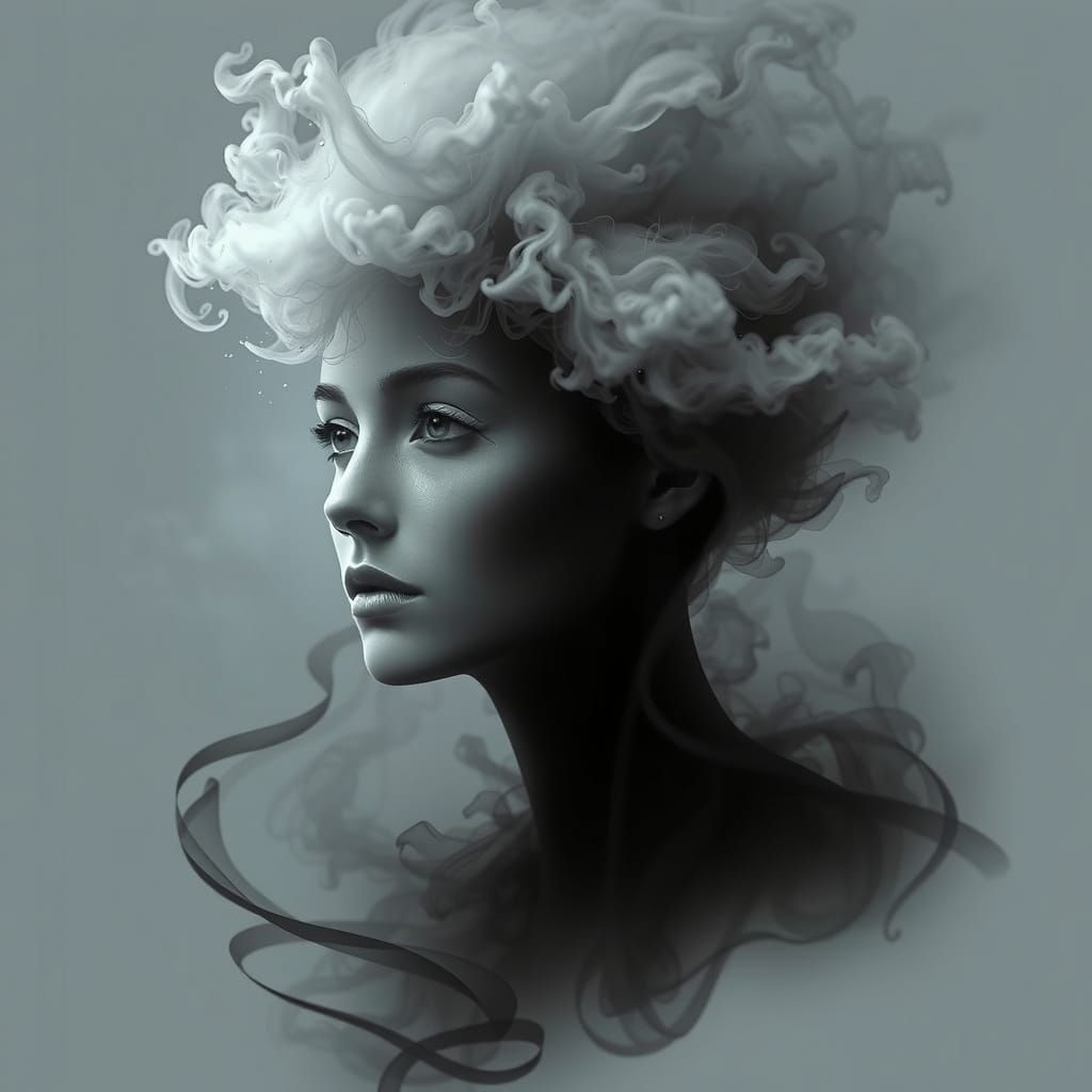 Surreal Woman Arising from Thought as Dream