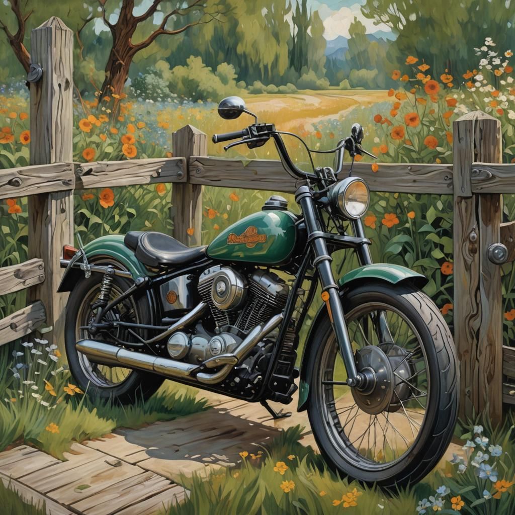 Vintage Harley Davidson in Fusion Artistic Styles