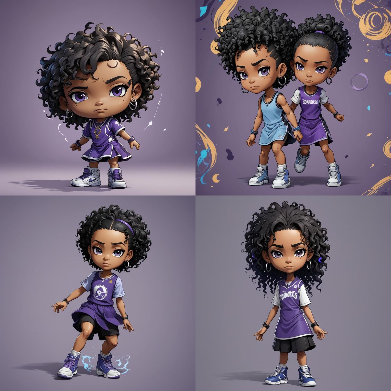 Chibi Character with Flames in Digital Art Style