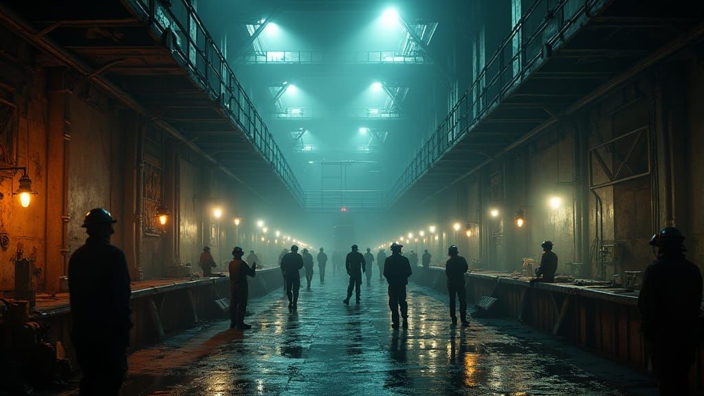 Futuristic Sci-Fi Mining Prison Interior Concept Art