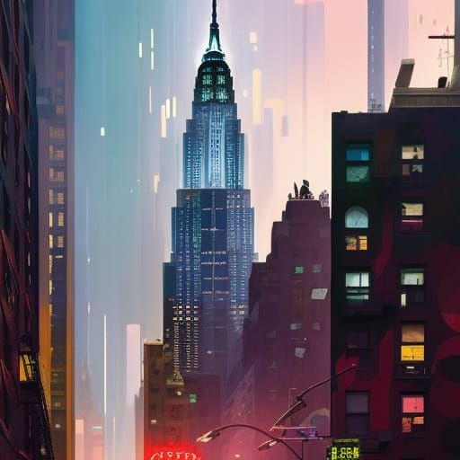 Cybernetic Skyscraper in New York: Detailed Matte Photo