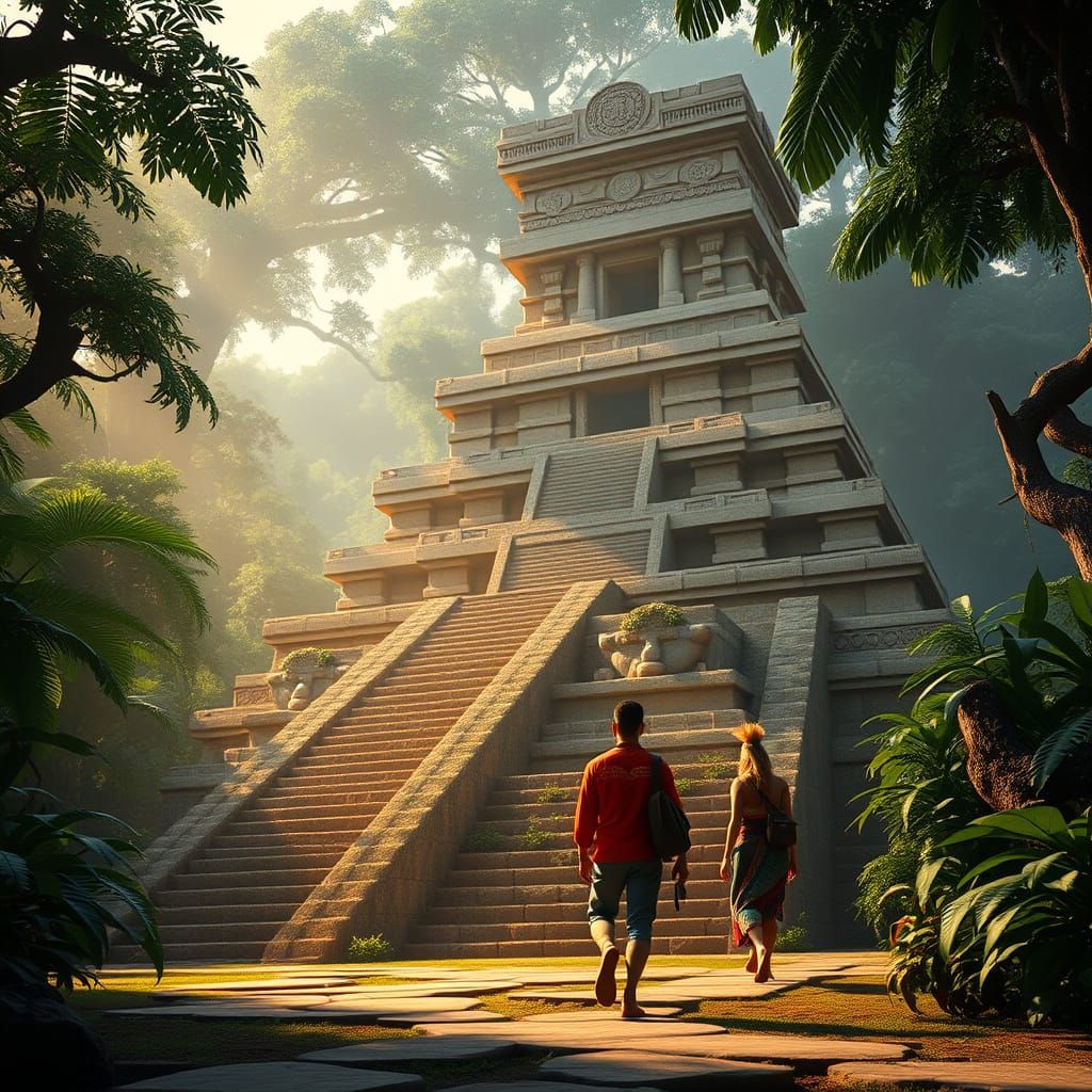 Ancient Mesoamerican Temple Rises from Emerald Jungle