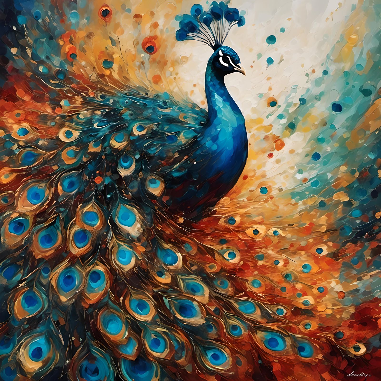 Abstract Fearless Peacock: Inner Strength and Confidence