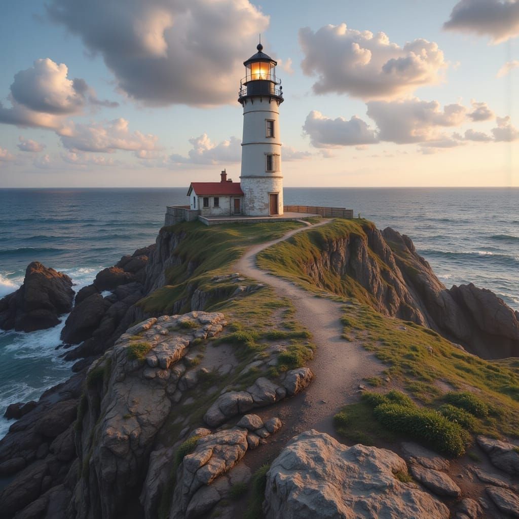 Whimsical Lighthouse with Unexpected Colors