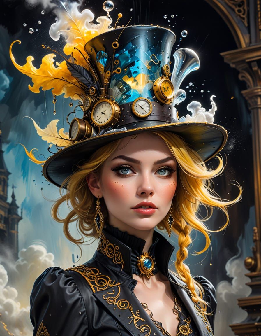 Steampunk Fantasy Creature in Crystal and Cloud Hats