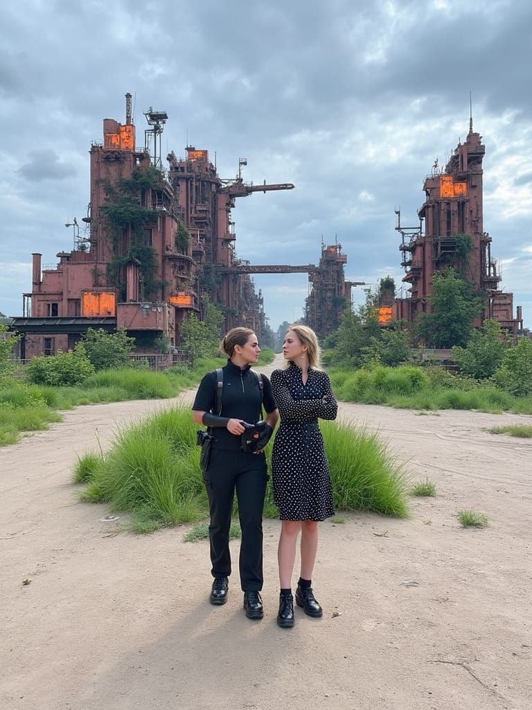 Cybernetic Woman in Dystopian Cityscape: Synthwave Style