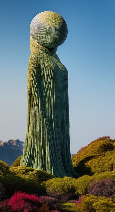 Celestial Woman in Surreal Flower Star Sculpture