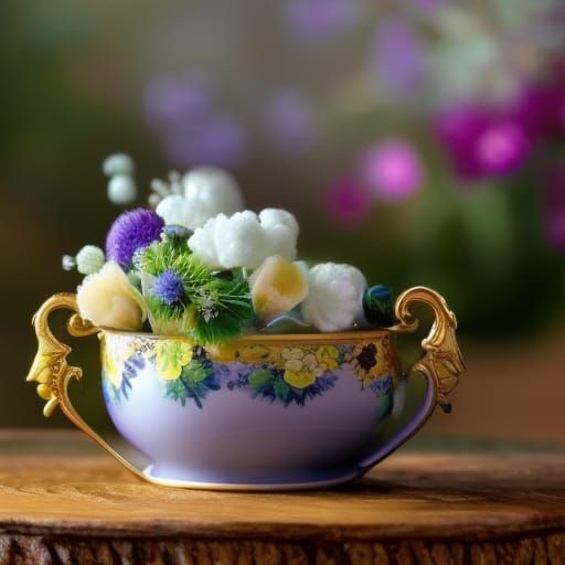 Cute Baby Animal in Teacup: 3D Digital Art