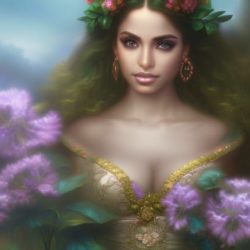 Ethereal Latina Girl in Hyperrealistic Home