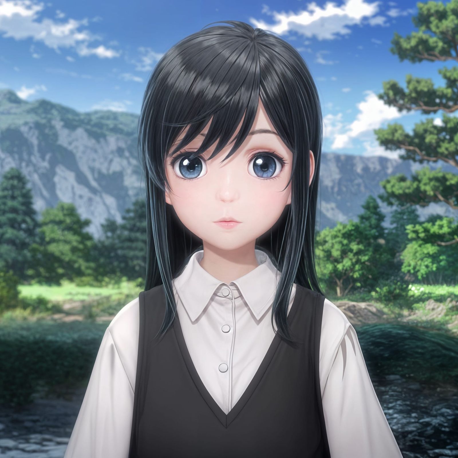 Anime Girl in Breathtaking Landscape