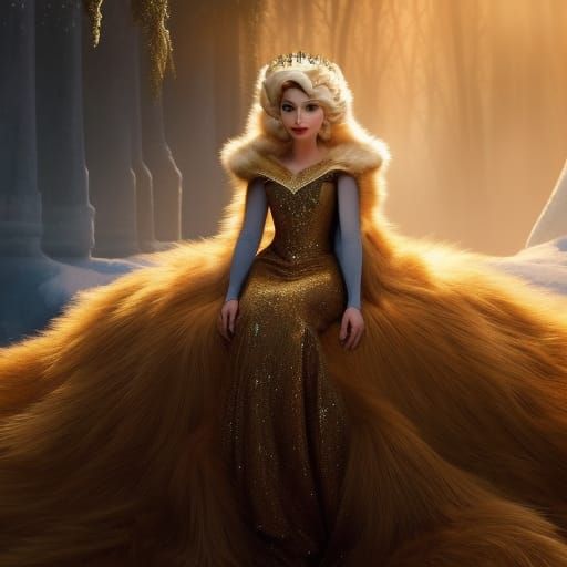 Queen Elsa on Throne: Hyperdetailed Concept Art