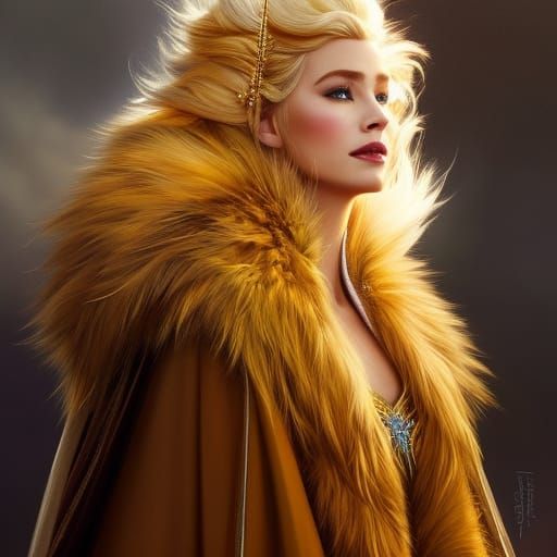 Majestic Queen on Throne in Digital Art Style