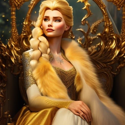 Majestic Queen Elsa Portrait in Art Nouveau Style