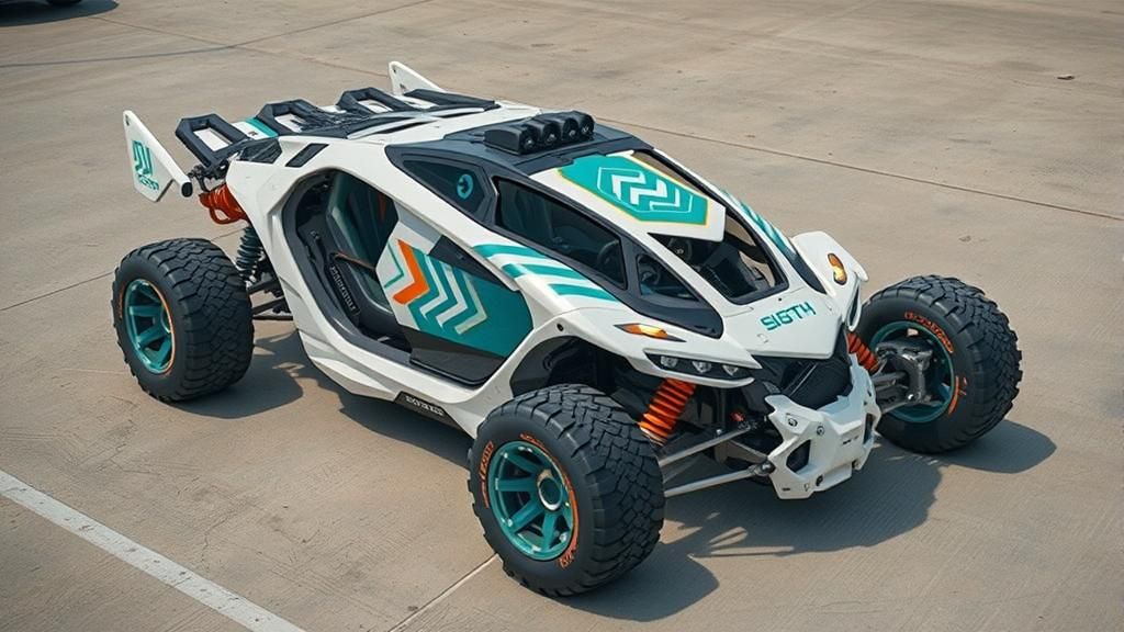 Cyberpunk Buggy with Teal and Orange Accents
