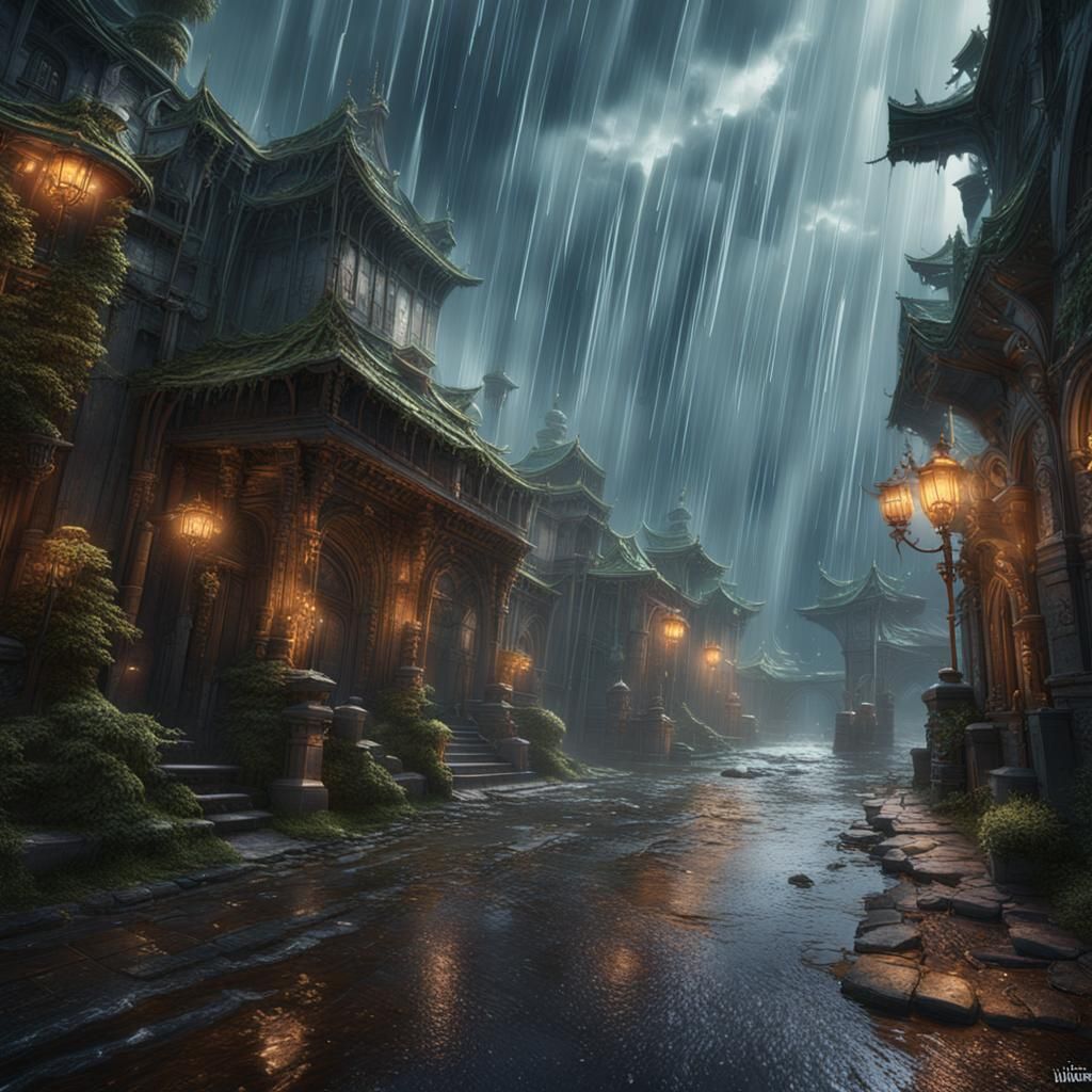 Detailed Rainstorm Matte Painting in Unreal Engine
