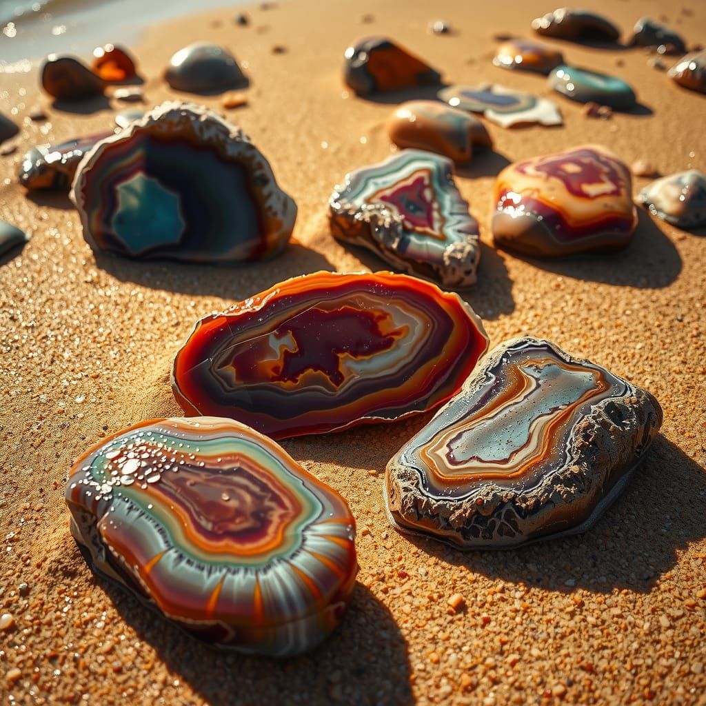 Lake Superior Agates in Vibrant Hyperrealism