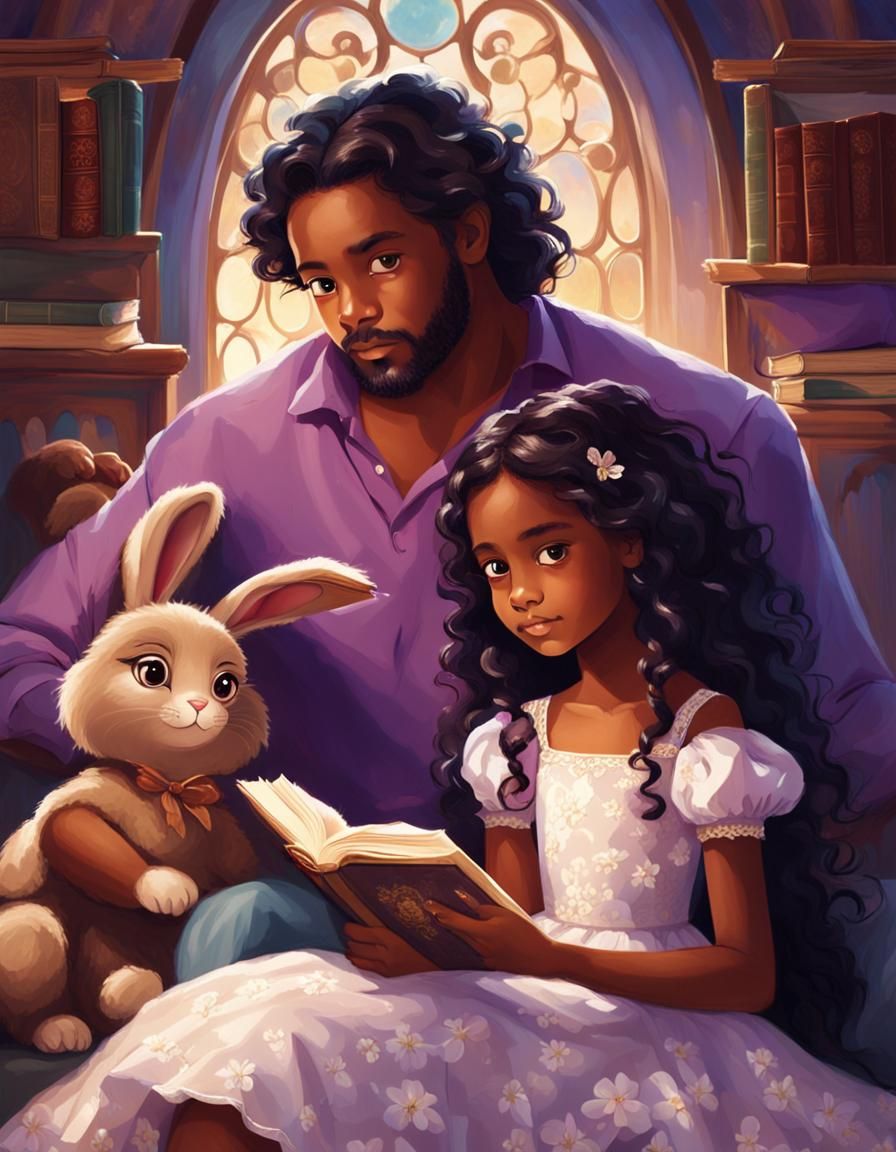 Portrait of a Father and Daughter Reading