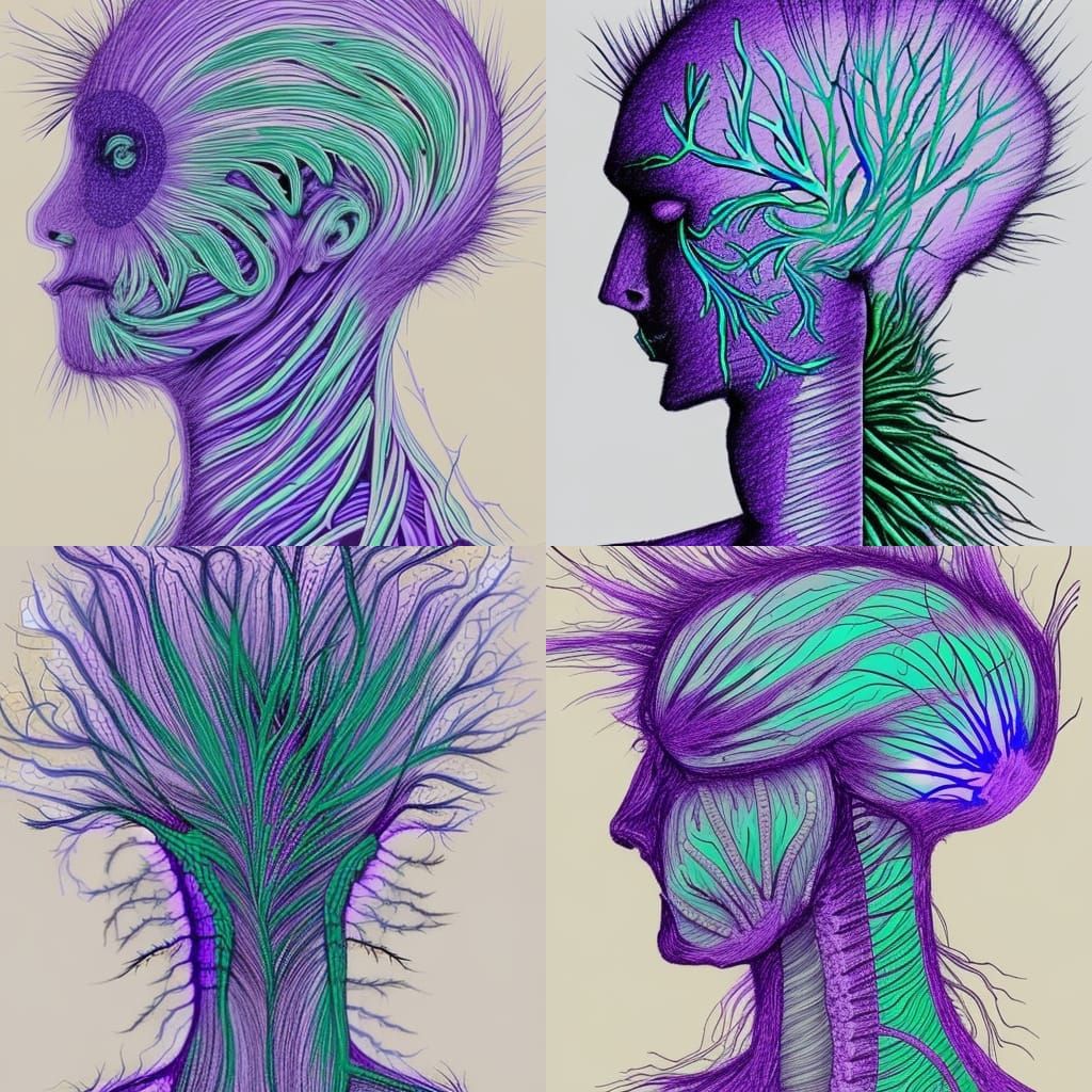 Expressionist Vein Network in Blue and Purple