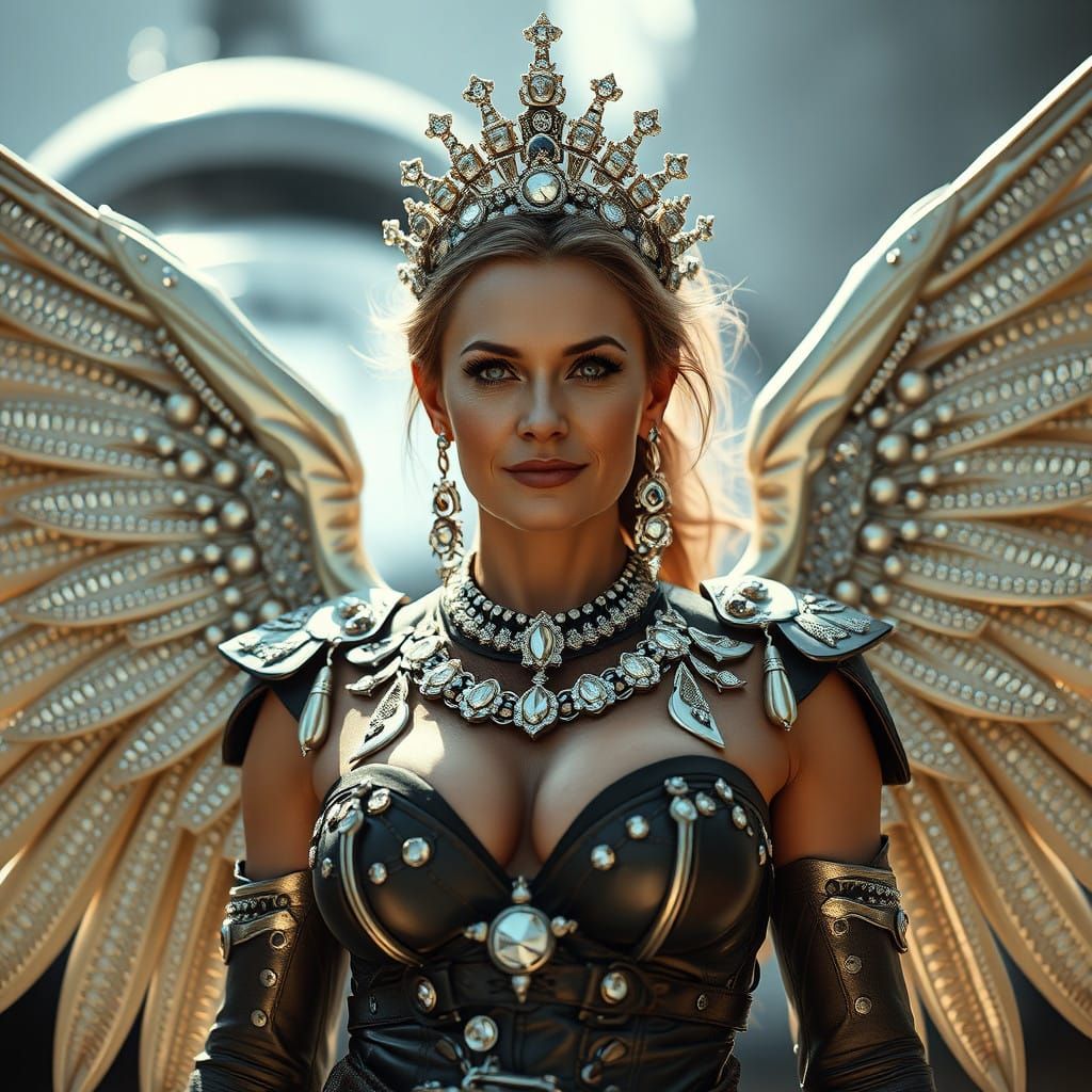 Glamorous Bimbo Space Pirate Captain with Shining Wings