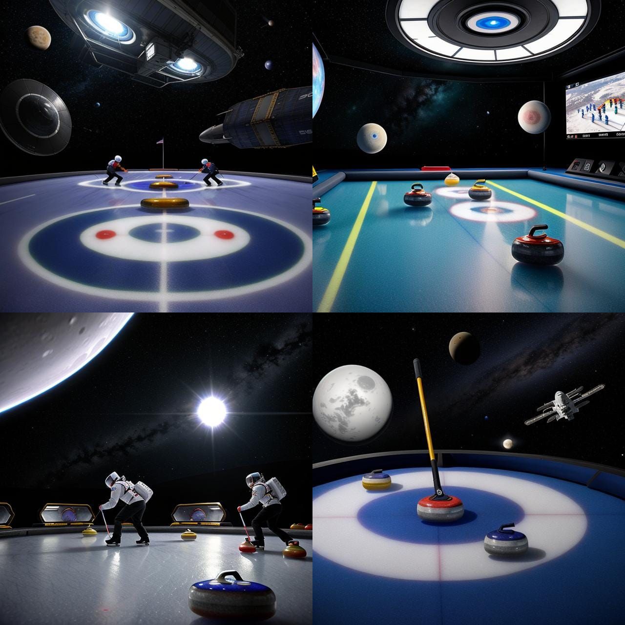 Intergalactic Curling: Spaceships Compete in Cosmic Game