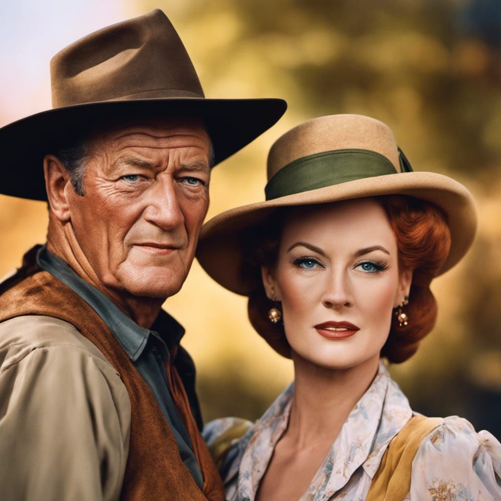 Hyperrealistic Portrait of John Wayne and Maureen O'Hara