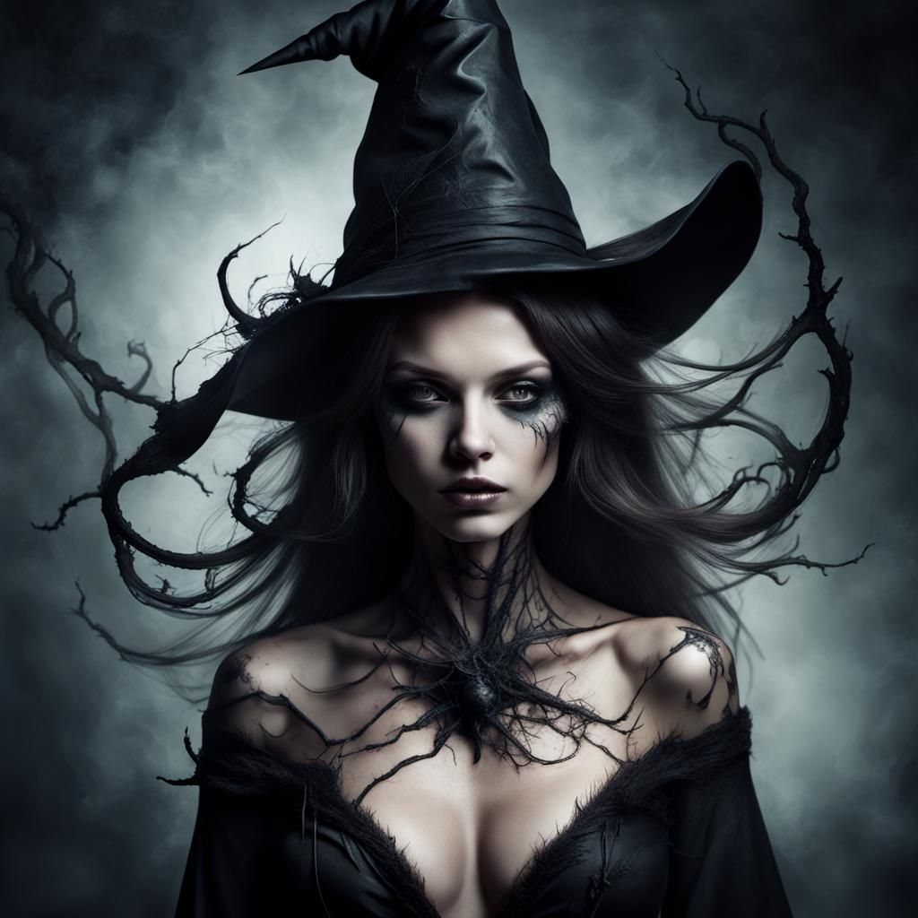 Bio Art Portrait of a Dark and Alluring Witch