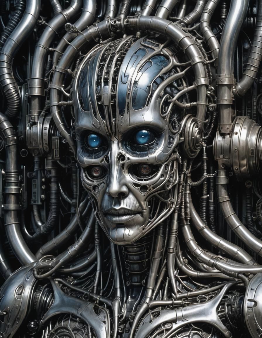 Biomechanical Brain Teaser Machine in Giger Style
